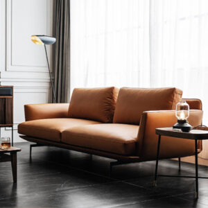 98.43"Orange Genuine Leather Modular Sofa cushion couch