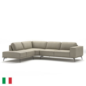 Leather Sectional Beige Color With Left Facing Chaise