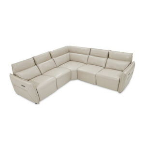Verona 5-piece Leather Sectional, Snow White