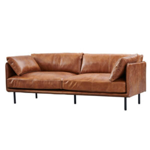 84'' Genuine Leather Tuxedo Arm Sofa