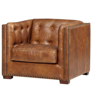 Belleair 39'' Genuine Leather Tuxedo Arm Sofa
