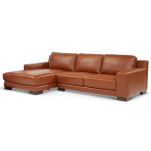 Darrium 2-Pc. Leather Sofa with Chaise, Created for Macy's - Cognac