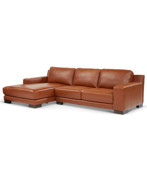Darrium 2-Pc. Leather Sofa with Chaise, Created for Macy's - Cognac