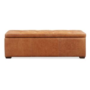 Lakeport Full Grain Genuine Italian Leather Storage Ottoman