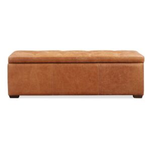 Lakeport Full Grain Genuine Italian Leather Storage Ottoman