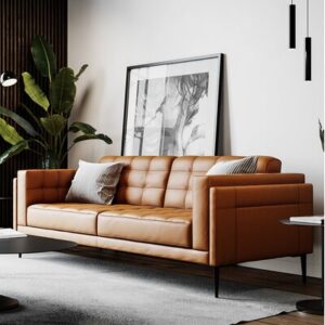 Murray 81.5" Genuine Leather Square Arm Sofa