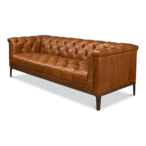 88'' Genuine Leather Flared Arm Sofa