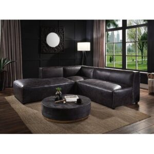 88" Wide Genuine Leather Reversible Modular Corner Sectional