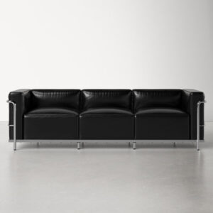 Geiger 89.4" Genuine Leather Square Arm Sofa