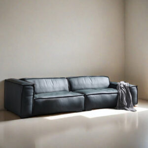 Genuine Leather Square Arms Modular Sofa