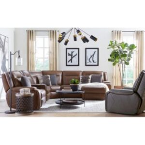 Hansley Zero Gravity Leather Sectional Collection Created For Macys