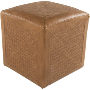 Jennifer 18" Wide Genuine Leather Square Cube Ottoman