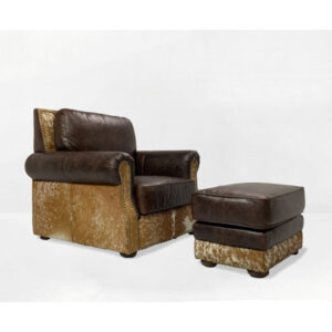 Leather Furniture 36'' Wide Genuine Leather Armchair and Ottoman