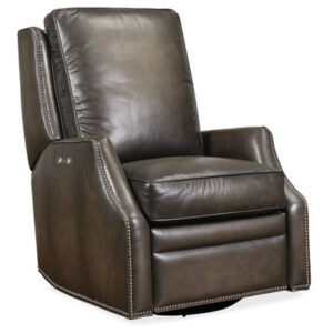 RC 29.5" Wide Genuine Leather Power Swivel Club Recliner