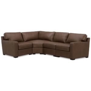Radley 113" 4-Pc. Leather Wedge Sectional, Created for Macy's - Chesnut