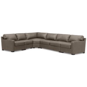 Radley 148" 5-Pc. Leather Wedge L Shape Modular Sectional, Created for Macy's - Taupe