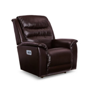 Rosewood Leather Match Power Rocking Recliner with Power Headrest and Lumbar