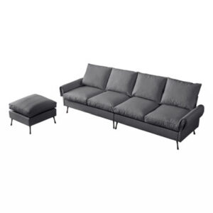 104.5"Modern Technical Leather L-Shaped Sofa Couch With Convertible Ottoman