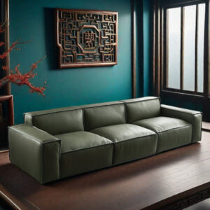 110.15'' Genuine Leather Square Arm Modular Sofa