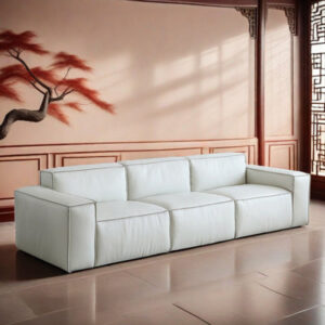 110.18'' Genuine Leather Square Arms Modular Sofa