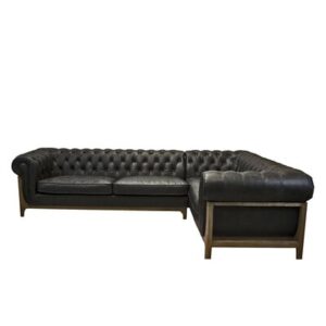 124" Wide Genuine Leather Right Hand Facing Sofa & Chaise