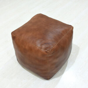18" Wide Genuine Leather Square Pouf Ottoman