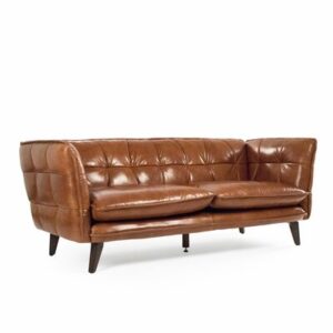 82" Genuine Leather Tuxedo Arm Sofa