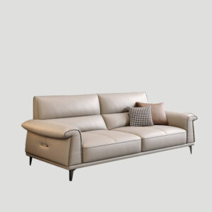 86.6" Khaki Genuine Leather Modular Sofa cushion couch