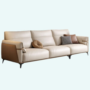 98.42" Khaki Genuine Leather Modular Sofa cushion couch