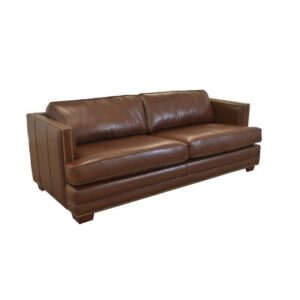 Albelo 94" Genuine Leather Tuxedo Arm Sofa