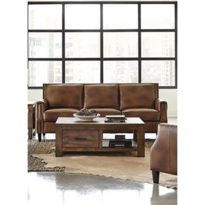 Aristocles 83" Genuine Leather Square Arm Sofa