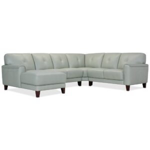 Ashlinn 120" 4-Pc. Pastel Leather Sectional, Created for Macy's - Mint Green