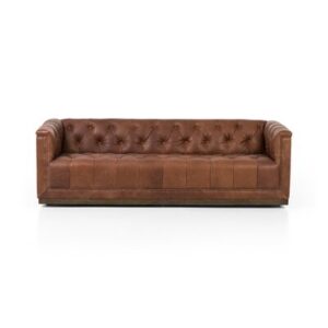 Brendis 85.75" Genuine Leather Square Arm Sofa