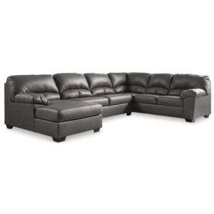 Gray 3 - Piece Leather Sectional w/ Chaise