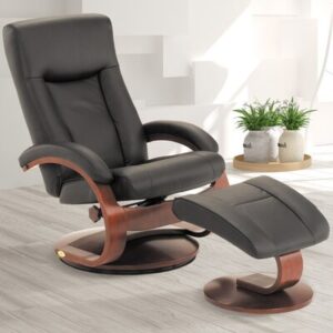 Morpeth 30" Wide Genuine Leather Manual Swivel Ergonomic Recliner with Ottoman