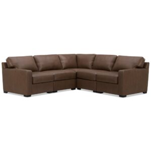 Radley 101" 5-Pc. Leather Square Corner L Shape Modular Sectional, Created for Macy's - Chocolate