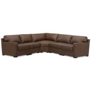 Radley 113" 5-Pc. Leather Wedge L Shape Modular Sectional, Created for Macy's - Coconut Milk