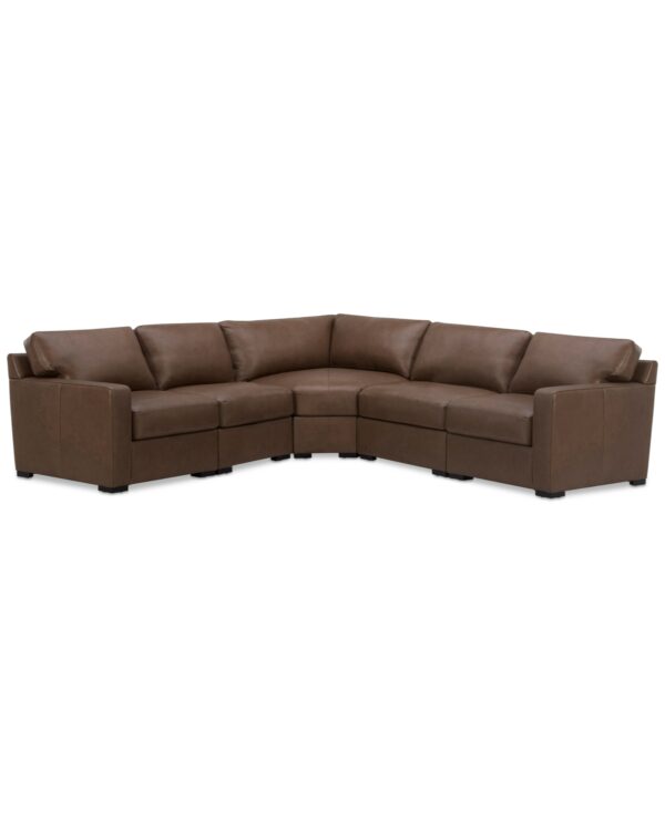 Radley 113" 5-Pc. Leather Wedge L Shape Modular Sectional, Created for Macy's - Coconut Milk