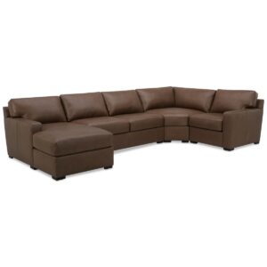 Radley 148" 4-Pc. Leather Wedge Modular Chaise Sectional, Created for Macy's - Coconut Milk
