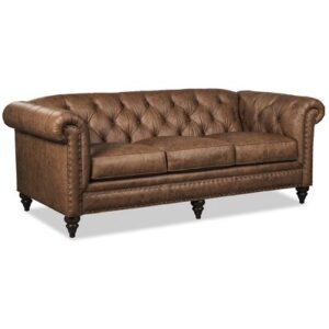 Stavro 88" Genuine Leather Rolled Arm Sofa