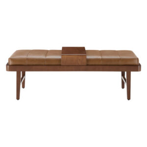 Walter Genuine Leather Ottoman with Removable Tray