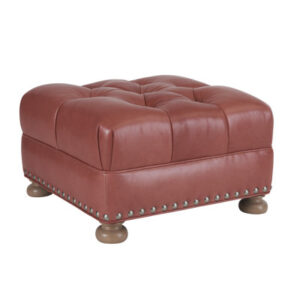 Winslow 27" Wide Leather Tufted Square Standard Ottoman