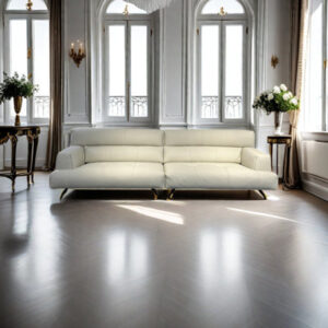 110.21" Creamy white Genuine Leather Modular Sofa cushion couch