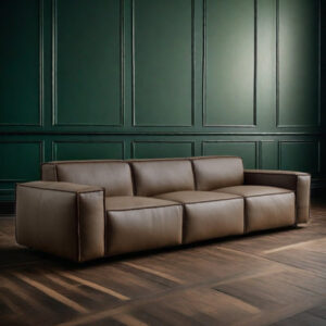 110.24'' Genuine Leather Square Arm Modular Sofa
