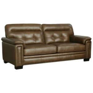 Abbyson Living Harrison 87" Leather Traditional Sofa - Brown