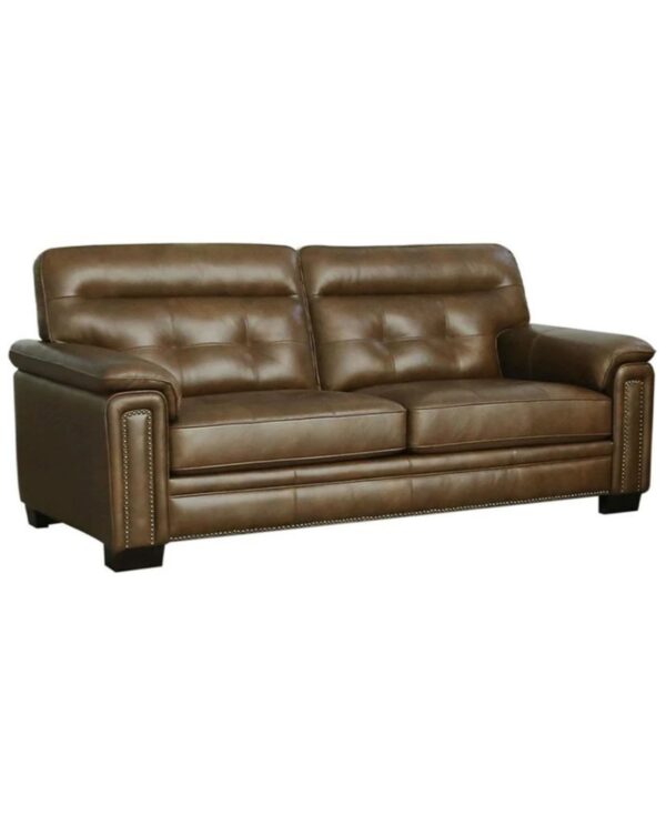 Abbyson Living Harrison 87" Leather Traditional Sofa - Brown