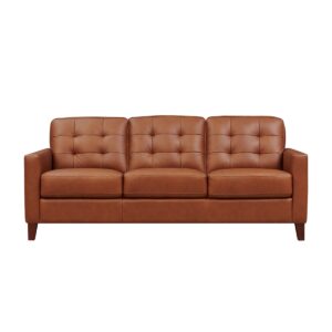 Aiden 80" Top Grain Leather Sofa - Nutmeg Brown