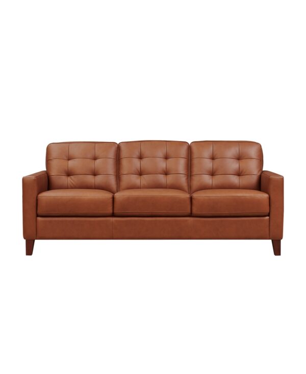Aiden 80" Top Grain Leather Sofa - Nutmeg Brown