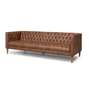 Almand 90'' Genuine Leather Tuxedo Arm Sofa