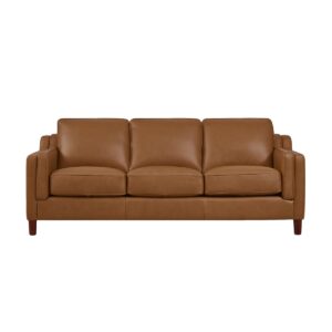 Bella 84" Top Grain Leather Sofa Couch - Cognac Brown
